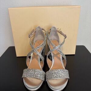 Jewel Badgley Mischka Glitter Heels